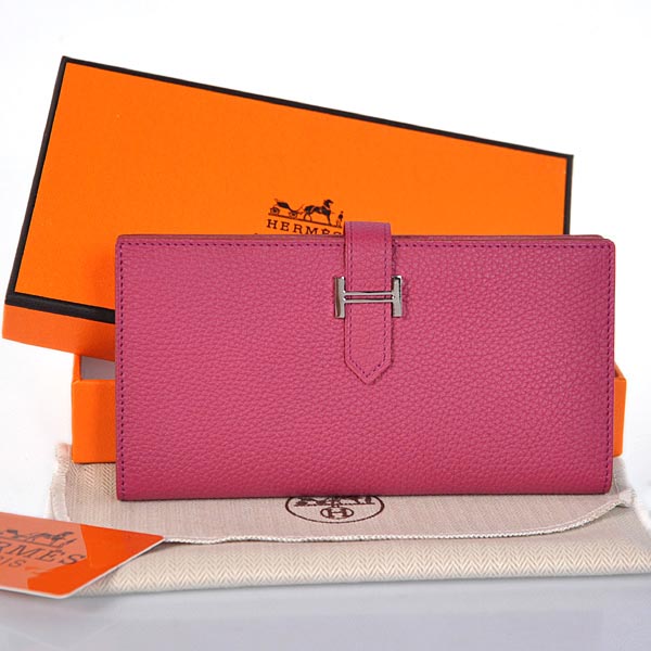 208 Hermes 2 snodata portafoglio in pelle originale a Plum